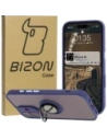 Bizon Case Hybrid Ring Apple iPhone 16 füstös színű, tengerészkék kerettel