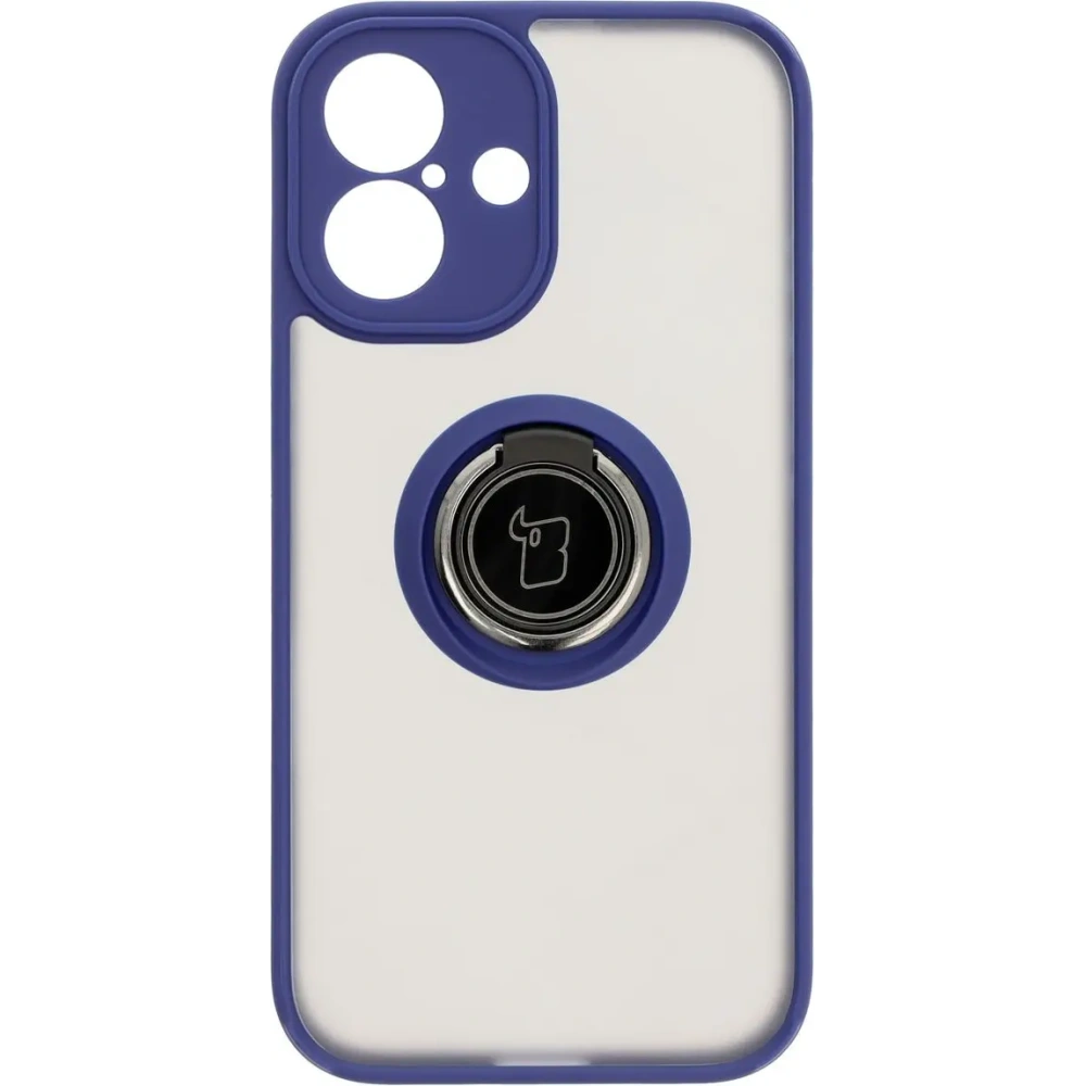 Hurtownia GSM - Bizon Case Hybrid Ring Apple iPhone 16 fumuriu cu un cadru bleu marin - BIZ7114 - {ean13} - Hurt