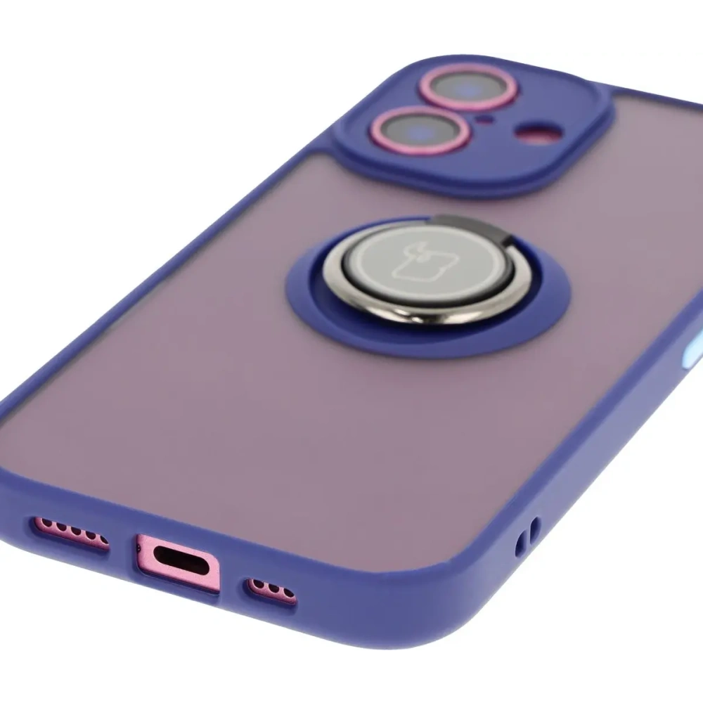 Hurtownia GSM - Bizon Case Hybrid Ring Apple iPhone 16 fumuriu cu un cadru bleu marin - BIZ7114 - {ean13} - Hurt