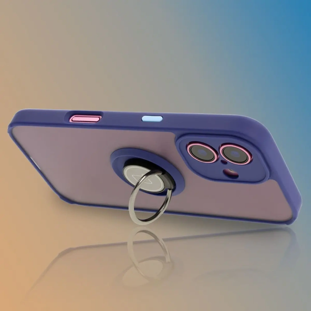 Hurtownia GSM - Bizon Case Hybrid Ring Apple iPhone 16 fumuriu cu un cadru bleu marin - BIZ7114 - {ean13} - Hurt