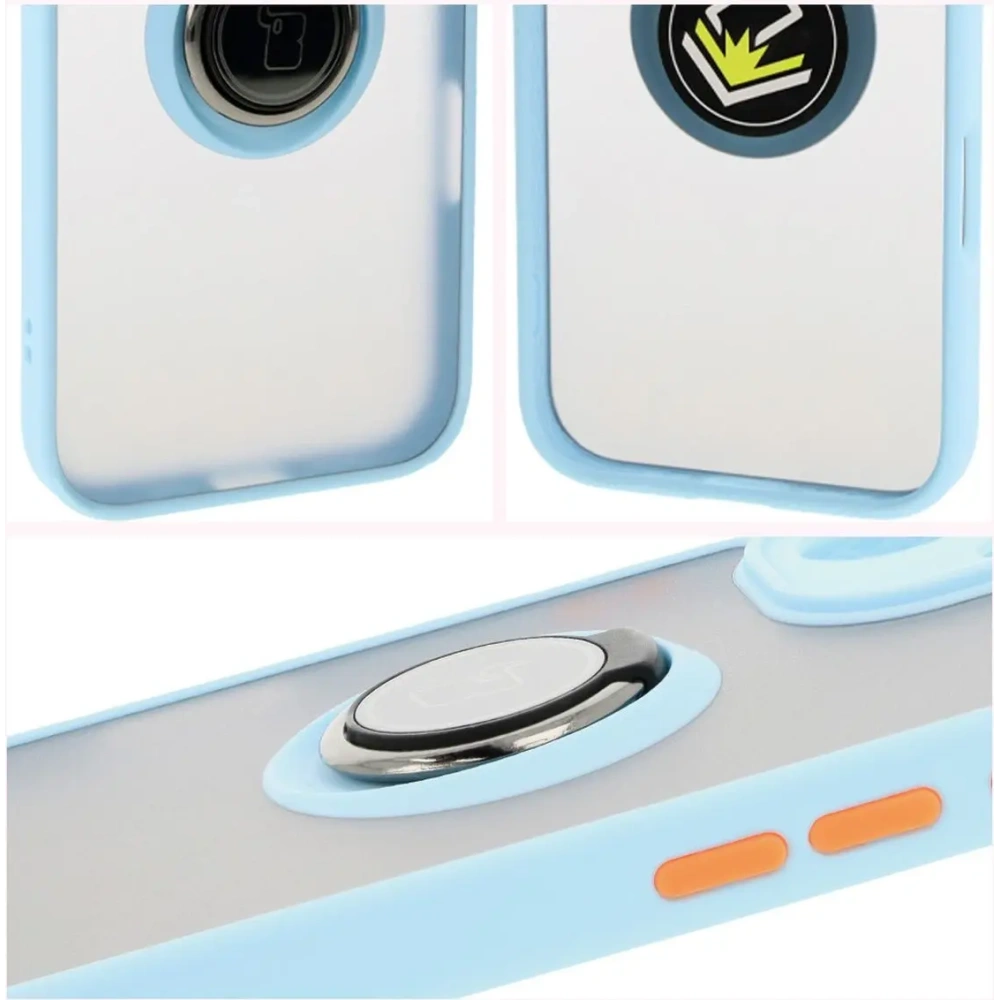 Hurtownia GSM - Bizon Case Hybrid Ring Apple iPhone 16 füstös színben, világoskék kerettel - BIZ7115 - {ean13} - Hurt