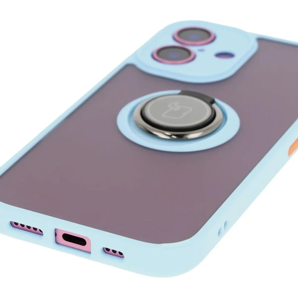 Hurtownia GSM - Bizon Case Hybrid Ring Apple iPhone 16 füstös színben, világoskék kerettel - BIZ7115 - {ean13} - Hurt