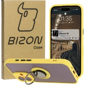 Hurtownia GSM - Bizon Case Hybrid Ring Apple iPhone 16 fumurie cu un cadru galben - BIZ7116 - {ean13} - Hurt