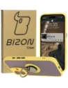 Bizon Case Hybrid Ring Apple iPhone 16 smoky with a yellow frame