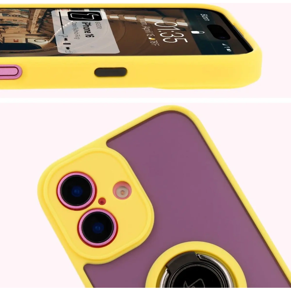Hurtownia GSM - Bizon Case Hybrid Ring Apple iPhone 16 füstös sárga kerettel - BIZ7116 - {ean13} - Hurt