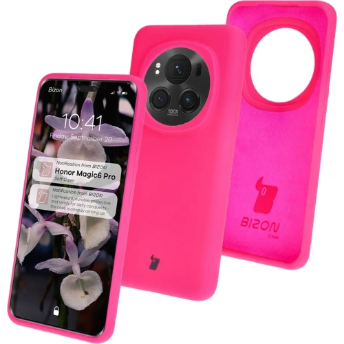 Silikonowe etui Bizon Soft Case do Honor Magic6 Pro neonowo-różowe