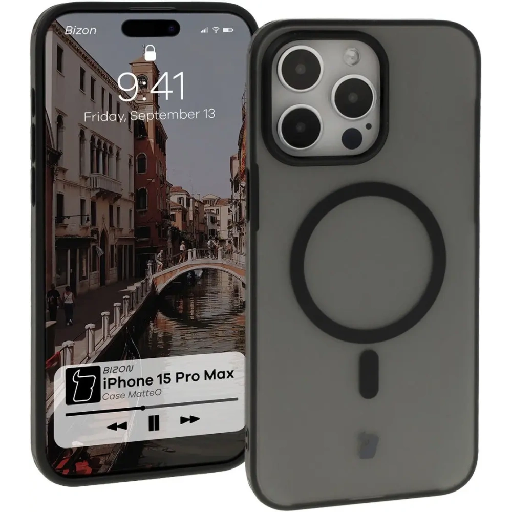 Hurtownia GSM - Bizon Case MatteO Apple iPhone 15 Pro Max transparent mit schwarzem Rahmen - BIZ7127 - {ean13} - Hurt