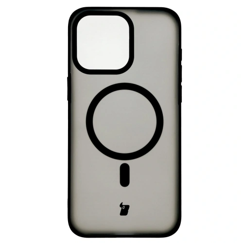 Etui z pierścieniem magnetycznym Bizon Case MatteO do Apple iPhone 15 Pro Max półprzezroczyste z czarną ramką