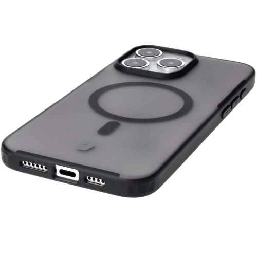 Etui z pierścieniem magnetycznym Bizon Case MatteO do Apple iPhone 15 Pro Max półprzezroczyste z czarną ramką