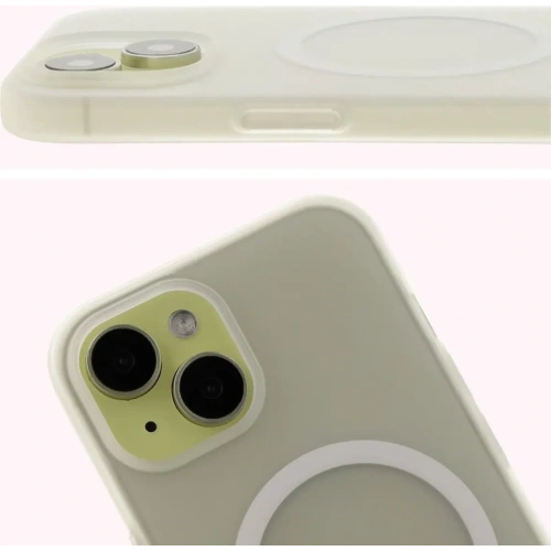 Etui z pierścieniem magnetycznym Bizon Case MatteO do Apple iPhone 15 półprzezroczyste