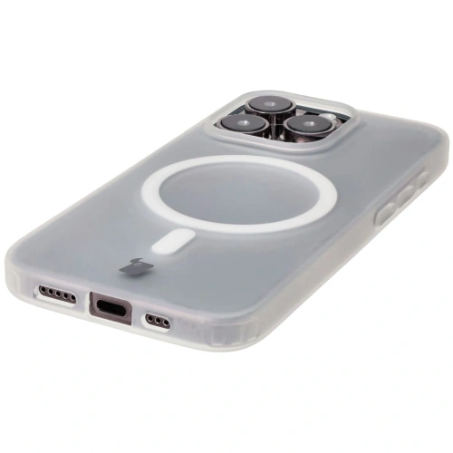 Etui z pierścieniem magnetycznym Bizon Case MatteO do Apple iPhone 15 Pro półprzezroczyste
