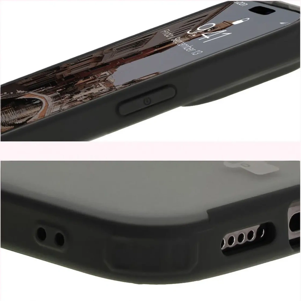 Hurtownia GSM - Etui z pierścieniem magnetycznym Bizon Case MatteO do Apple iPhone 15 Pro półprzezroczyste z czarną ramką - BIZ7132 - {ean13} - Hurt