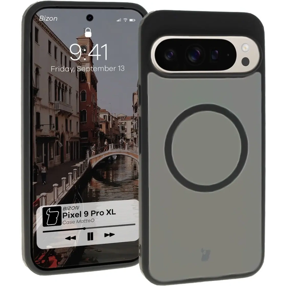 Hurtownia GSM - Etui z pierścieniem magnetycznym Bizon Case MatteO do Google Pixel 9 Pro XL półprzezroczyste z czarną ramką - BIZ7133 - {ean13} - Hurt