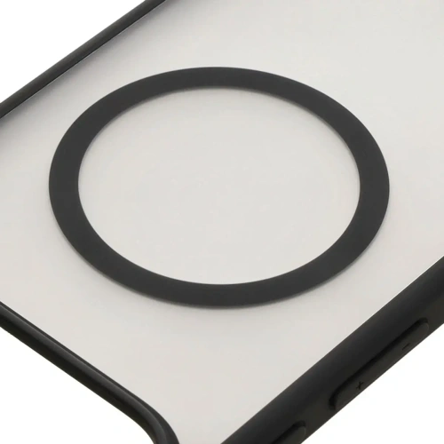 Etui z pierścieniem magnetycznym Bizon Case MatteO do Google Pixel 9 Pro XL półprzezroczyste z czarną ramką