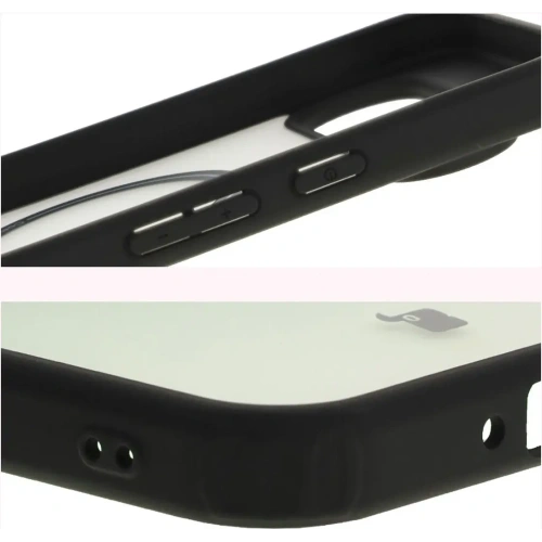 Etui z pierścieniem magnetycznym Bizon Case MatteO do Google Pixel 9 Pro XL półprzezroczyste z czarną ramką