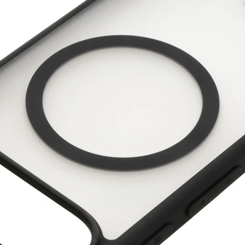 Etui z pierścieniem magnetycznym Bizon Case MatteO do Google Pixel 9/9 Pro półprzezroczyste z czarną ramką