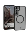 Etui z pierścieniem magnetycznym Bizon Case MatteO do Samsung Galaxy S24 Plus półprzezroczyste z czarną ramką