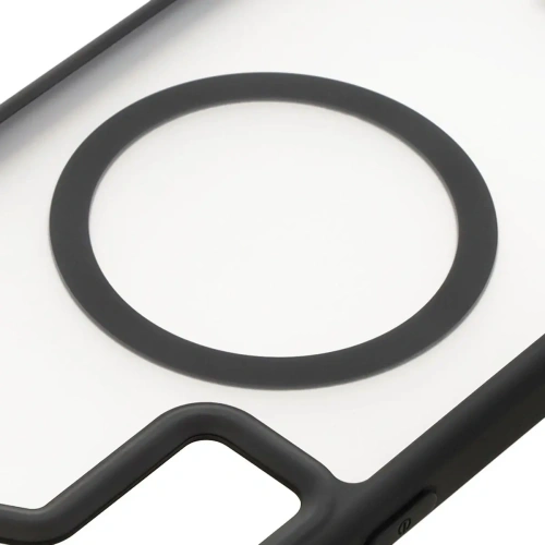 Etui z pierścieniem magnetycznym Bizon Case MatteO do Samsung Galaxy S24 Plus półprzezroczyste z czarną ramką