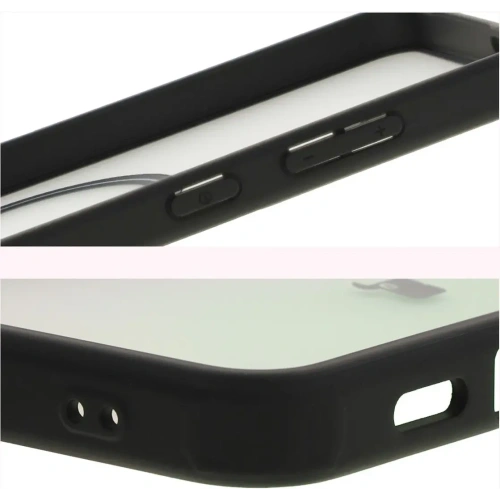 Etui z pierścieniem magnetycznym Bizon Case MatteO do Samsung Galaxy S24 Plus półprzezroczyste z czarną ramką