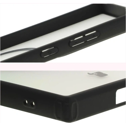 Etui z pierścieniem magnetycznym Bizon Case MatteO do Samsung Galaxy S24 Ultra półprzezroczyste z czarną ramką