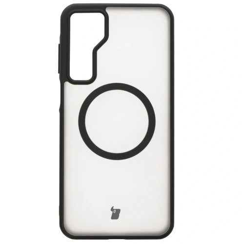Etui z pierścieniem magnetycznym Bizon Case MatteO do Samsung Galaxy A16 4G/5G półprzezroczyste z czarną ramką