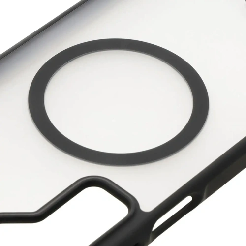 Etui z pierścieniem magnetycznym Bizon Case MatteO do Samsung Galaxy A16 4G/5G półprzezroczyste z czarną ramką