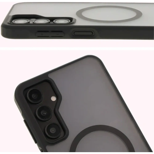 Etui z pierścieniem magnetycznym Bizon Case MatteO do Samsung Galaxy A16 4G/5G półprzezroczyste z czarną ramką