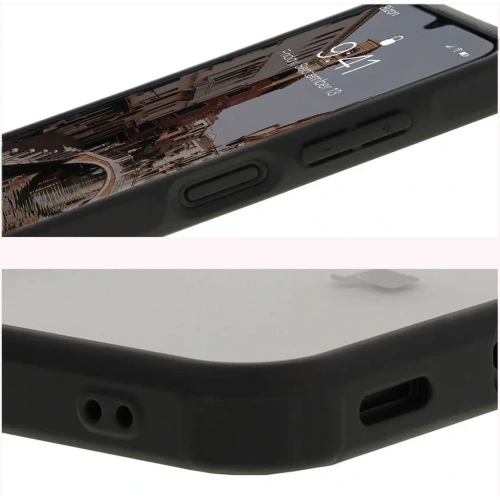 Etui z pierścieniem magnetycznym Bizon Case MatteO do Samsung Galaxy A16 4G/5G półprzezroczyste z czarną ramką