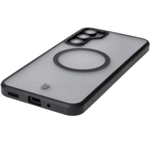 Etui z pierścieniem magnetycznym Bizon Case MatteO do Samsung Galaxy A16 4G/5G półprzezroczyste z czarną ramką