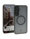 Etui z pierścieniem magnetycznym Bizon Case MatteO do Samsung Galaxy S24 FE półprzezroczyste z czarną ramką