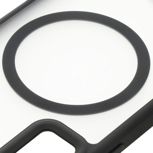 Etui z pierścieniem magnetycznym Bizon Case MatteO do Samsung Galaxy S24 półprzezroczyste z czarną ramką