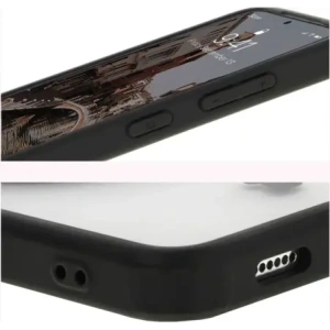 Etui z pierścieniem magnetycznym Bizon Case MatteO do Samsung Galaxy S24 półprzezroczyste z czarną ramką