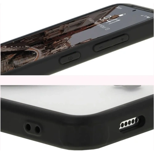 Etui z pierścieniem magnetycznym Bizon Case MatteO do Samsung Galaxy S24 półprzezroczyste z czarną ramką