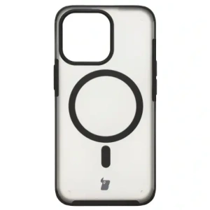 Etui z pierścieniem magnetycznym Bizon Case MatteO do Apple iPhone 13 Pro półprzezroczyste z czarną ramką