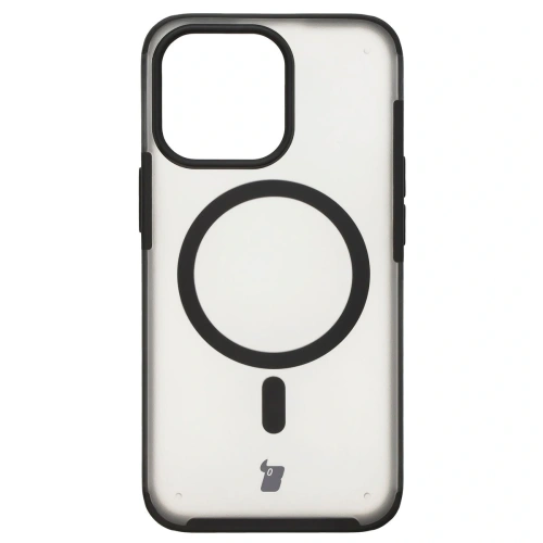 Etui z pierścieniem magnetycznym Bizon Case MatteO do Apple iPhone 13 Pro półprzezroczyste z czarną ramką