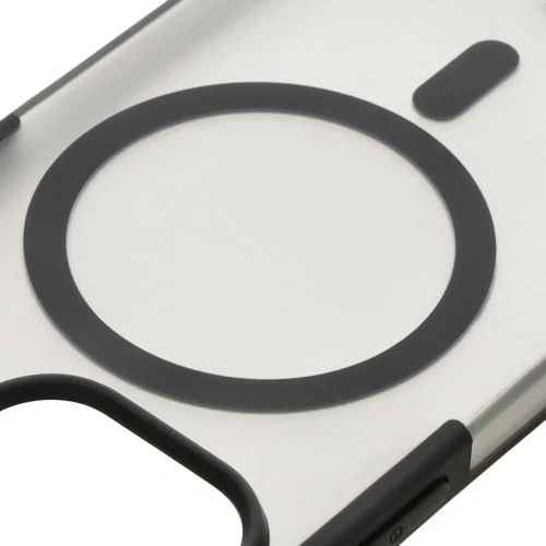 Etui z pierścieniem magnetycznym Bizon Case MatteO do Apple iPhone 13 Pro półprzezroczyste z czarną ramką