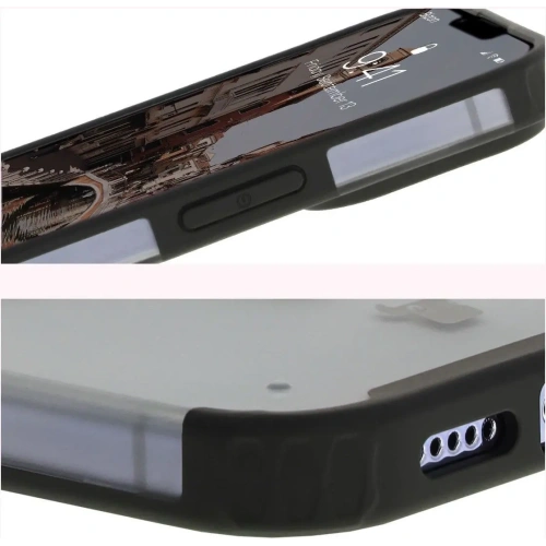 Etui z pierścieniem magnetycznym Bizon Case MatteO do Apple iPhone 13 Pro półprzezroczyste z czarną ramką