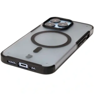Etui z pierścieniem magnetycznym Bizon Case MatteO do Apple iPhone 13 Pro półprzezroczyste z czarną ramką