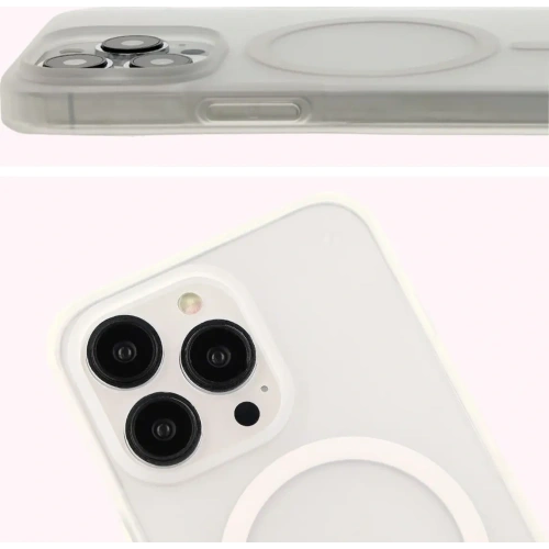 Etui z pierścieniem magnetycznym Bizon Case MatteO do Apple iPhone 13 Pro półprzezroczyste z przezroczystą ramką