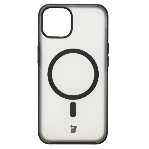 Etui z pierścieniem magnetycznym Bizon Case MatteO do Apple iPhone 14 / Phone 13 półprzezroczyste z czarną ramką
