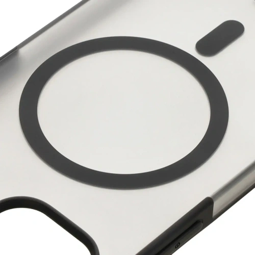 Etui z pierścieniem magnetycznym Bizon Case MatteO do Apple iPhone 14 / Phone 13 półprzezroczyste z czarną ramką