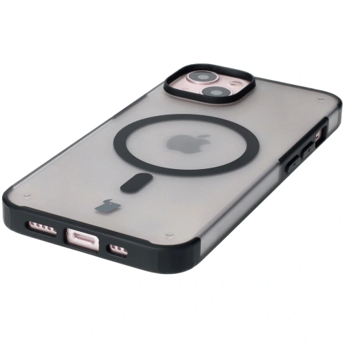Etui z pierścieniem magnetycznym Bizon Case MatteO do Apple iPhone 14 / Phone 13 półprzezroczyste z czarną ramką