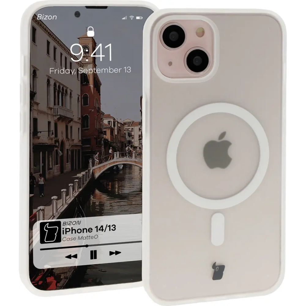 Hurtownia GSM - Etui s magnetickým kroužkem Bizon Case MatteO pro Apple iPhone 14 / Phone 13 poloprůhledné s průhledným rámem - BIZ7144 - {ean13} - Hurt