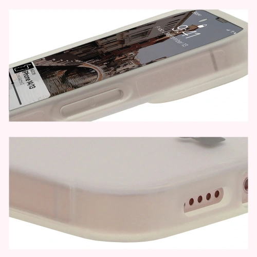 Etui z pierścieniem magnetycznym Bizon Case MatteO do Apple iPhone 14 / Phone 13 półprzezroczyste z przezroczystą ramką