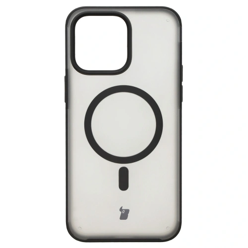 Etui z pierścieniem magnetycznym Bizon Case MatteO do Apple iPhone 14 Pro Max półprzezroczyste z czarną ramką