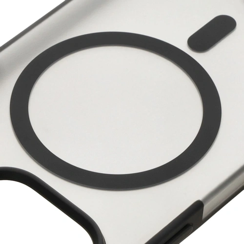 Etui z pierścieniem magnetycznym Bizon Case MatteO do Apple iPhone 14 Pro półprzezroczyste z czarną ramką