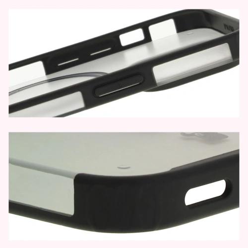 Etui z pierścieniem magnetycznym Bizon Case MatteO do Apple iPhone 14 Pro półprzezroczyste z czarną ramką