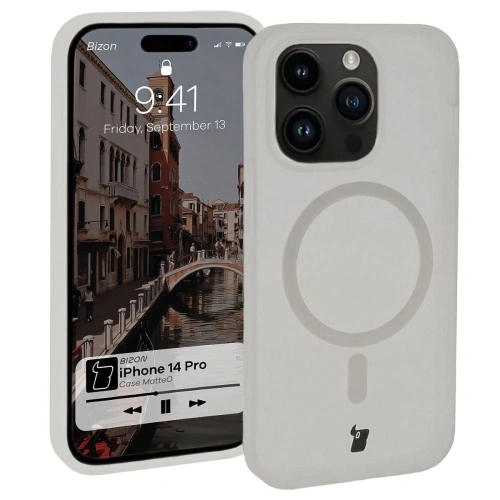 Etui z pierścieniem magnetycznym Bizon Case MatteO do Apple iPhone 14 Pro półprzezroczyste z przezroczystą ramką