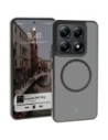 Etui s magnetickým kroužkem Bizon Case MatteO pro Xiaomi 14T Pro poloprůhledné s černým rámem