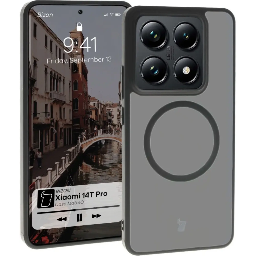 Hurtownia GSM - Etui s magnetickým kroužkem Bizon Case MatteO pro Xiaomi 14T Pro poloprůhledné s černým rámem - BIZ7149 - {ean13} - Hurt